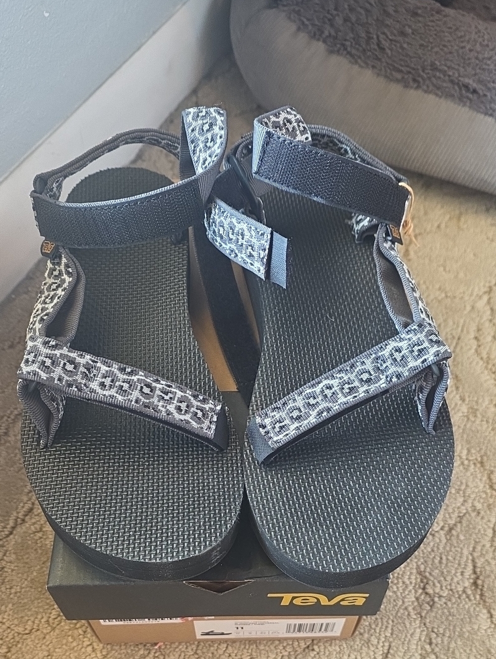 Teva Women's Black & White Leopard Pattern Strap Sandals